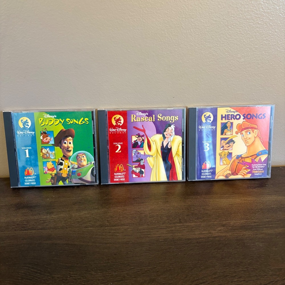 Disney McDonalds Celebrates Disney Music CD Lot Vol 1 2 3 Buddy Rascal Hero Song